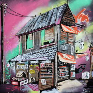 Tatsuko shop 50x50cm - art urbain - Pappay, graffeur