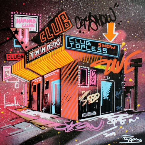 The club - technique mixte et graffiti