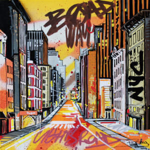 Broadway - 30x30cm - Graffiti et collage en volume