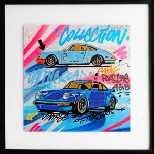 Blue sisters Porsche street art par Pappay