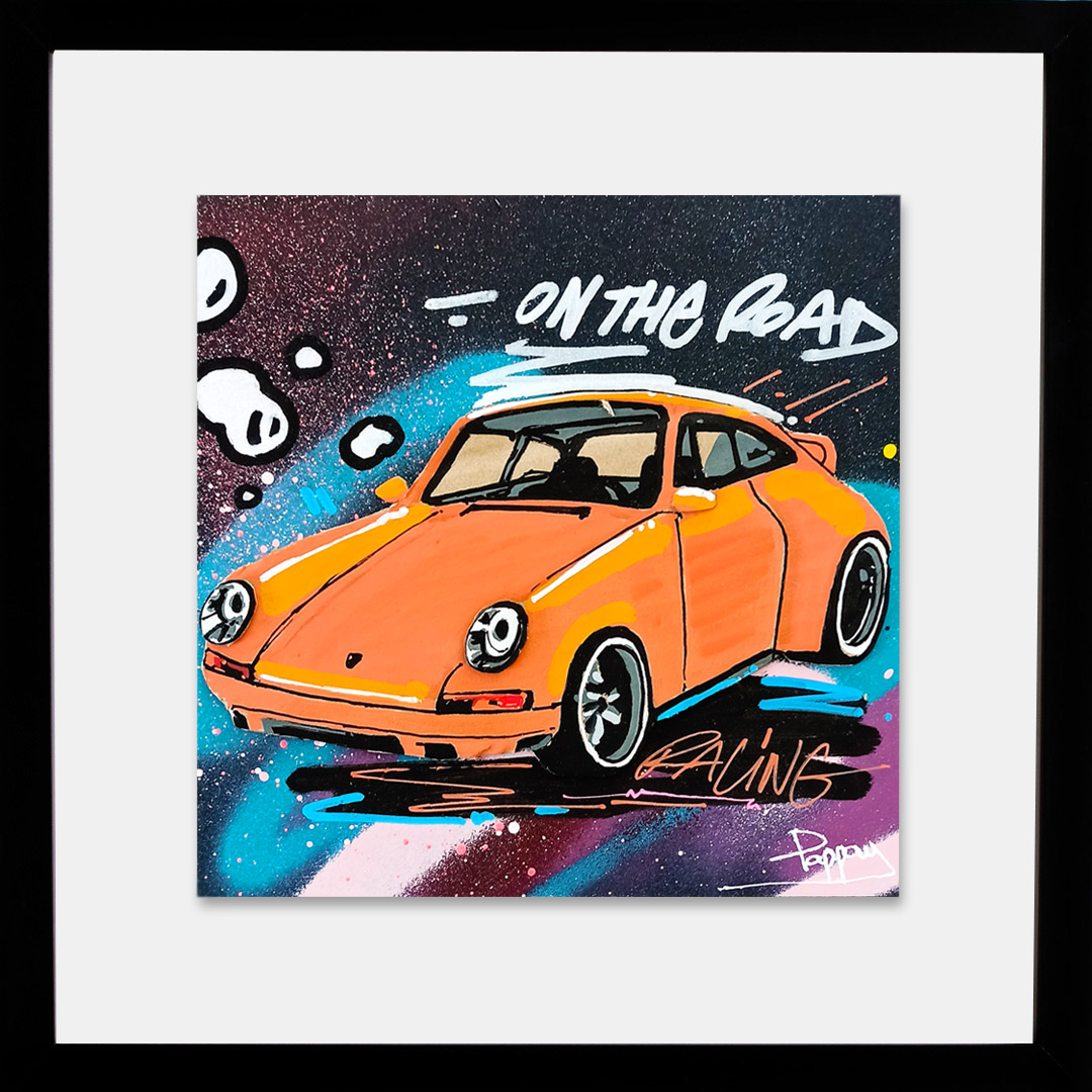 Orange Porsche par Pappay street art