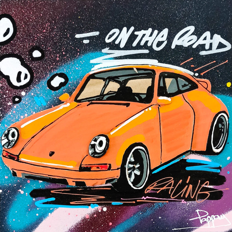 Orange Porsche par Pappay street art