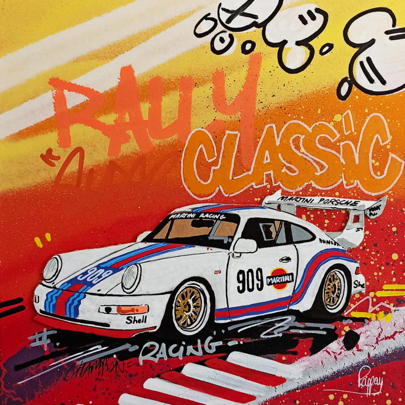 Rally Porsche oeuvre pop street art par l'artiste aixois Pappay