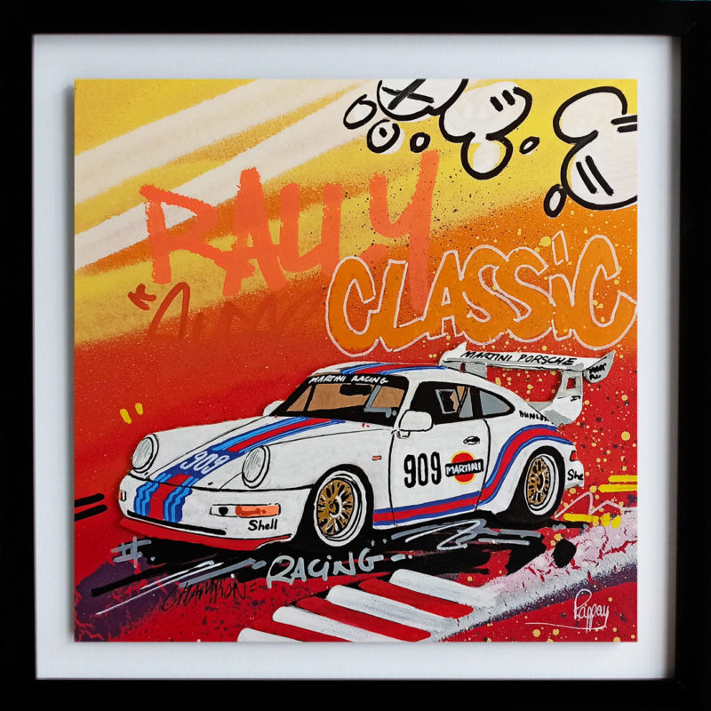 Rally Porsche oeuvre pop street art par l'artiste aixois Pappay