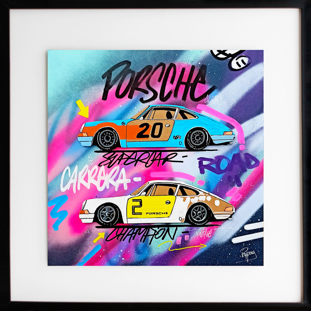 Two Porsche street art par l'artiste aixois Pappay