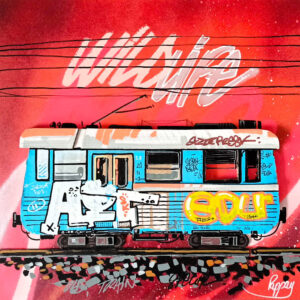 Blue wild train par pappay street art train