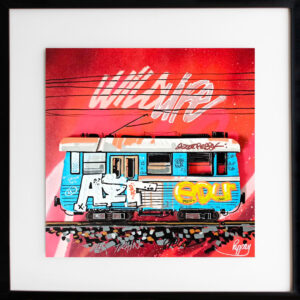 Blue wild train par pappay street art train