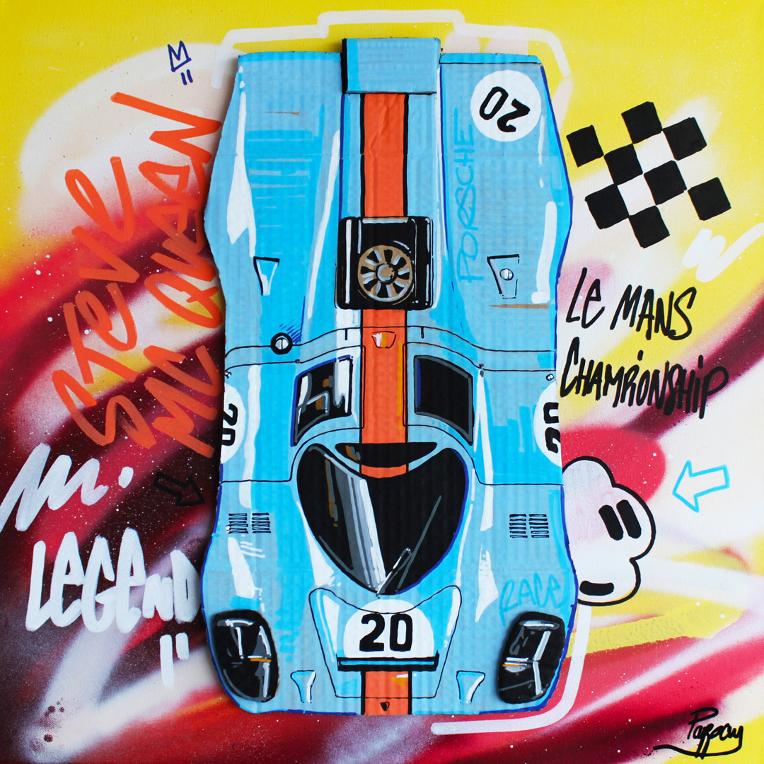 Blue Porsche 60x60cm